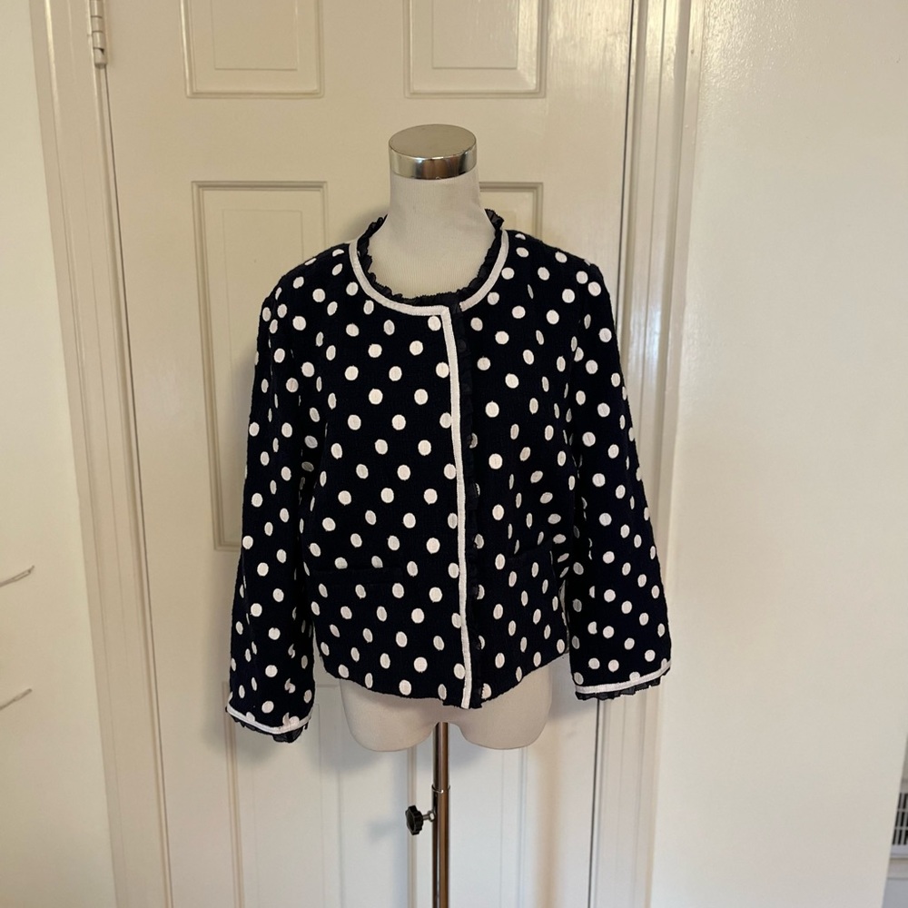 J. Crew Textured Weave Polka Dot Jacket Blazer exterior 100% Cotton
